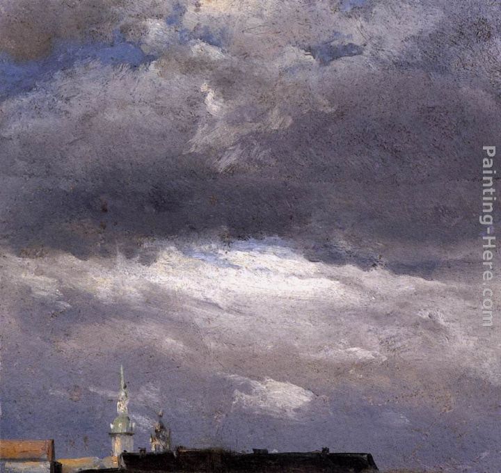 Cloud Study, Thunder Clouds over the Palace Tower at Dresden painting - Johan Christian Clausen Dahl Cloud Study, Thunder Clouds over the Palace Tower at Dresden art painting
